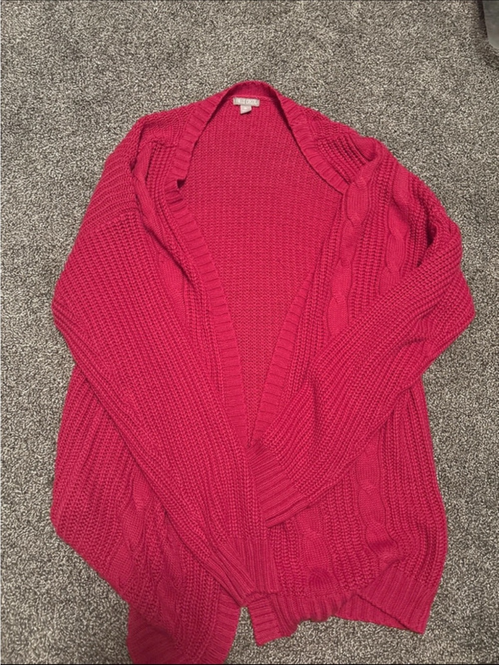 Falls Creek Open-Front Cable Knit Cardigan - Fuchsia
